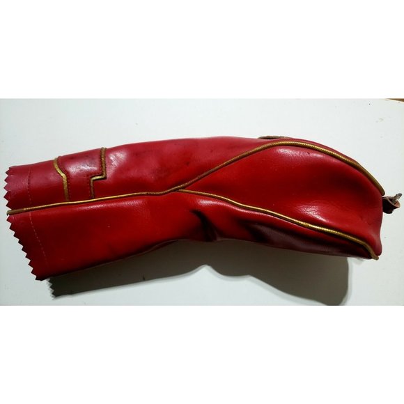 VINTAGE RED LEATHER HED MITS  3 DRIVER  GOLF CLUB HEADCOVER - Picture 4 of 6